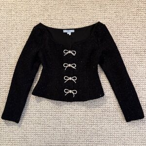 Hill House Home Bec Sequin Tweed Bow Jacket Top Size XS
